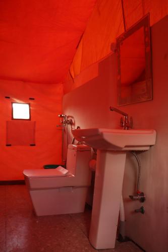 y baño con lavabo y aseo. en Ldazes Camp en Hundar