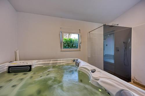 baño con una gran piscina de agua con ducha en Wellness Estate Hedonia Near Varaždin - Happy Rentals en Majerje