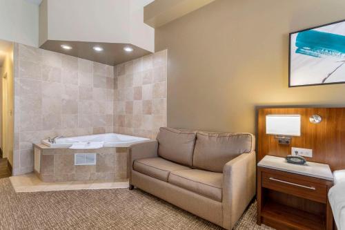 a bedroom with a couch and a tub in a room at Comfort Suites East Knoxville in Knoxville