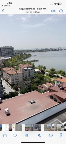 een screenshot van een website met uitzicht op een stad bij Küçükçekmece lake and see view in Istanbul