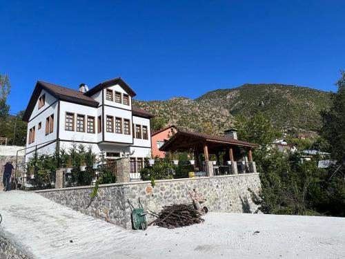 una grande casa bianca in cima a un muro di pietra di Odabaş Konağı 