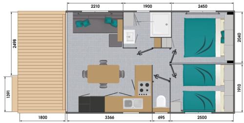 a floor plan of a house with diagrams at Camping Ayguebère in Laruns