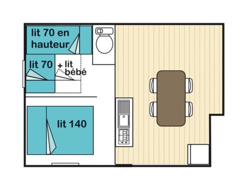 a floor plan of a small house with at Camping Ayguebère in Laruns