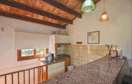 - une cuisine avec un comptoir dans une pièce dans l'établissement Sa Vinyeta, à Selva