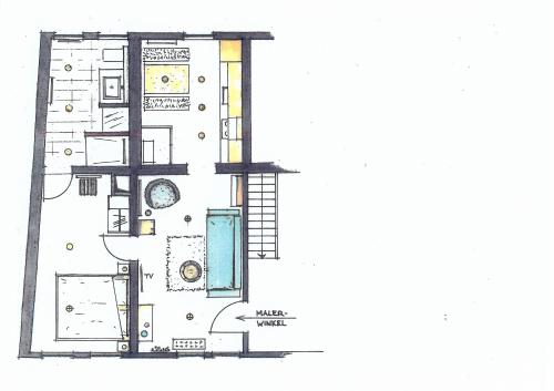 a floor plan of a house at Malerwinkel & Tuchereck in Michelstadt