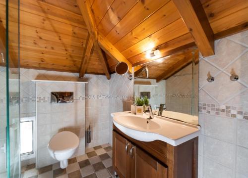 a bathroom with a sink and a toilet at Sunrise View by Vintage Travel in Vasiliki