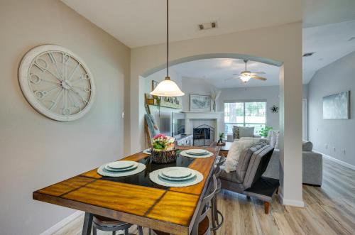 a kitchen and living room with a dining room table at Community Pool Access Montgomery Retreat! in Montgomery