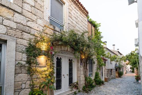 Eine Gasse in einem alten Haus mit Efeu in der Unterkunft Sakin Ev in Alacati