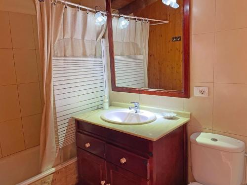 a bathroom with a sink and a mirror and a toilet at TENERIFE ECOLIFE HOUSES by APARTAMENTOS ESTRELLA DEL NORTE in Garachico