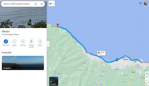 a screenshot of a map and a screenshot of a google maps at Trabzon Blue Sea House in Akcaabat