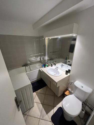Vonios kambarys apgyvendinimo įstaigoje Appartement Familial avec Vue sur La Tour Eiffel