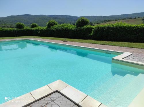 een zwembad met blauw water in een tuin bij Agriturismo La Bulletta in Perugia