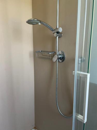 a shower with a shower head in a bathroom at THE RANCH Apartment 4 Capalbio in Pescia Romana