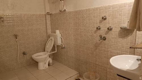 a bathroom with a toilet and a sink at Wild Dunes Konark in Bālighāi