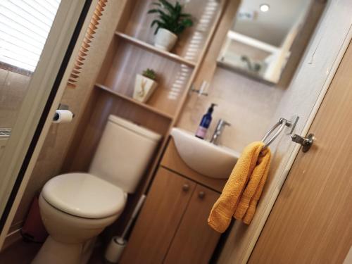 Ένα μπάνιο στο 2 Bedroom Static Caravan C3 on quiet park near Talacre and Prestatyn - Pet Friendly