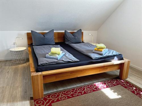 Postel nebo postele na pokoji v ubytování Ferienhaus am See