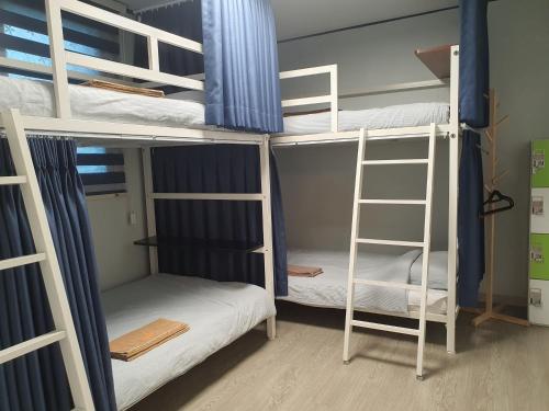 Letto o letti a castello in una camera di Bunk Backpackers Guesthouse