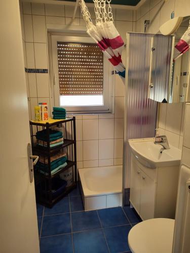 Et badeværelse på Ferienwohnung Marsteller in Fulda Gläserzell mit Wlan