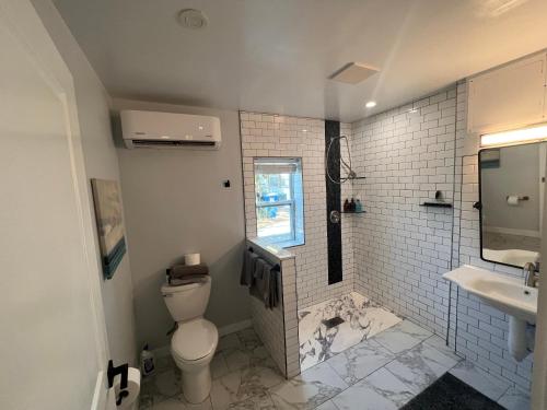 a bathroom with a toilet and a sink at St Petersburg Vacation Rentals in St Petersburg