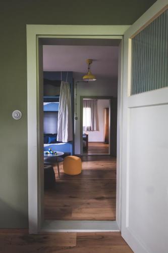 a view of a living room from a door at Chaloupka Na Gruni in Hrádek