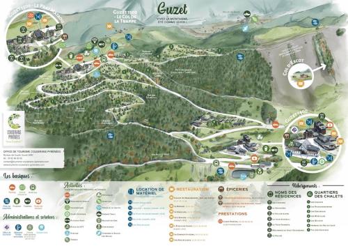 a map of the trails at the resort at Le Cosy Liberty in Ustou