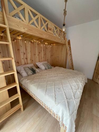 1 Schlafzimmer mit 2 Etagenbetten und einer Leiter in der Unterkunft Apartament&SPA Lis&Las in Sobótka