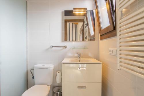 a small bathroom with a toilet and a sink at Mossen Batista Freixe in Les Iglésies