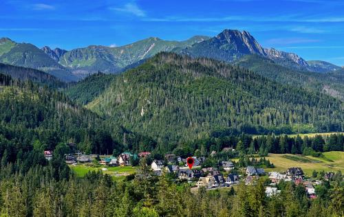 a village in a valley with mountains in the background at Pensjonat u Ani in Zakopane