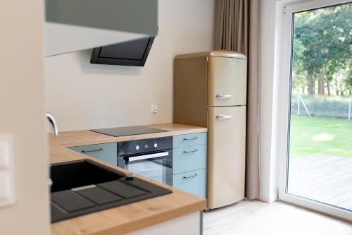 Kuchyň nebo kuchyňský kout v ubytování Nowoczesne apartamenty przy plaży nad Zalewem Szczecińskim w Czarnocinie