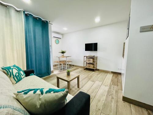 TV a/nebo společenská místnost v ubytování Studio piscine plages à pied