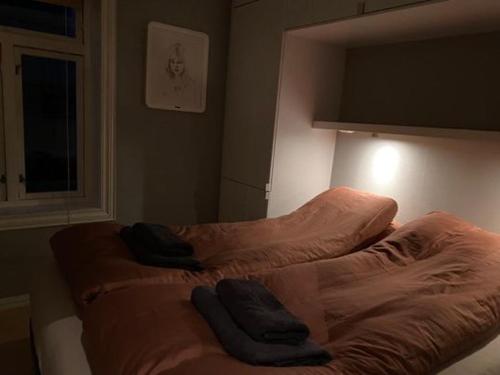 1 cama en una habitación con 2 almohadas en Jennifers Place en Trondheim