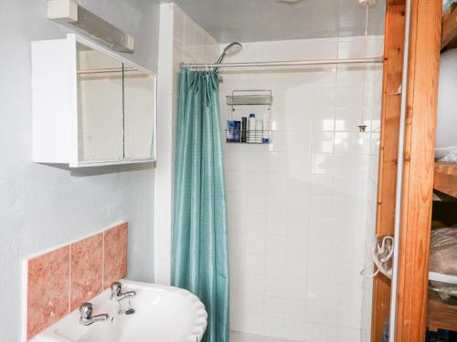 a bathroom with a sink and a shower at The West Wing 