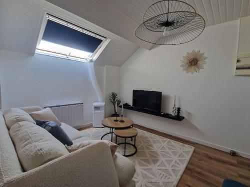 un salon avec un canapé et une télévision dans l'établissement Studio cosy cœur de ville, à Angers