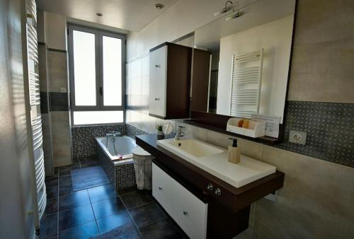 Phòng tắm tại Grand appartement de haut standing en centre-ville