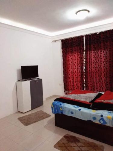 ハルガダにあるMakramia flat for rentのベッドルーム(ベッド1台、テレビ付)