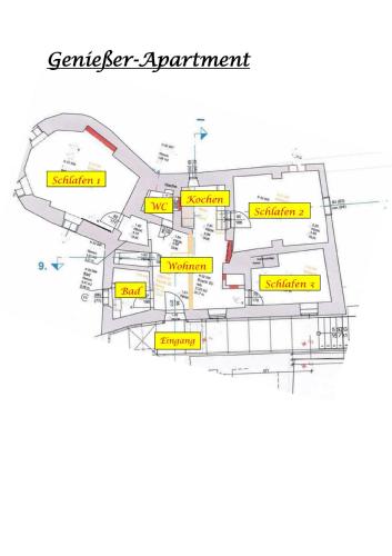 a floor plan of the perimeter apartment at Residenz Schloss Pöggstall in Pöggstall