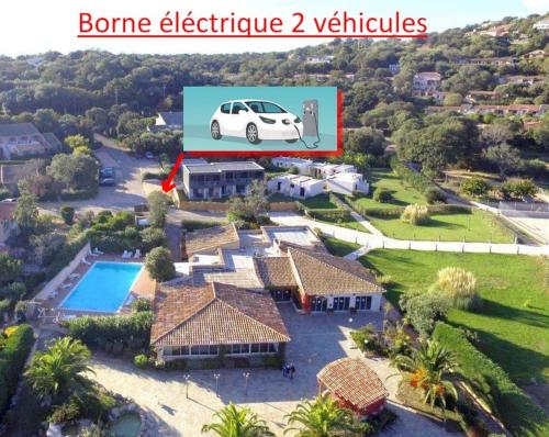 an image of a house with a car on top of it at Hotel Olmuccio in Sainte-Lucie de Porto-Vecchio