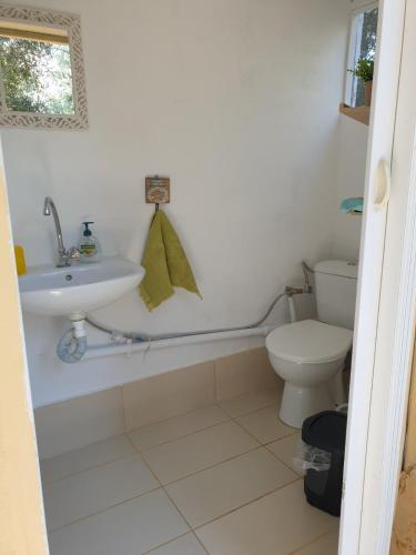 a bathroom with a sink and a toilet at Petrohori before midnight in Pylos
