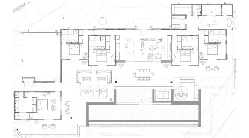 a floor plan of a house at Hapuna Modern House at Mauna Kea in Hapuna Beach