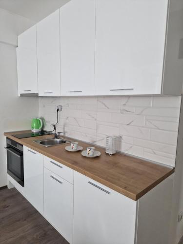 Kuchyň nebo kuchyňský kout v ubytování Kamche apartment