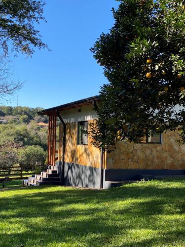 a house with a tree in front of it at Casa de Campo Fichtelberger Hohenau in Hohenau