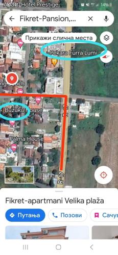 a screenshot of a cell phone with a map at Fikret-apartmani Velika plaža in Ulcinj