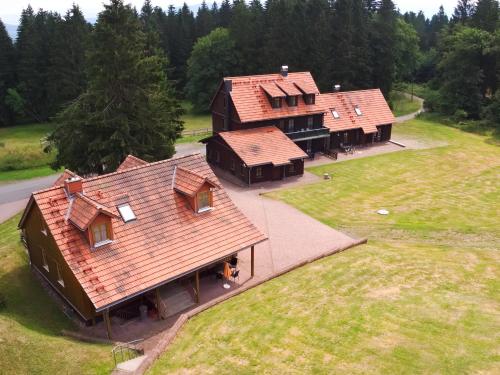 an overhead view of a group of buildings at Hotel und Berggasthof Spießberghaus in Friedrichroda