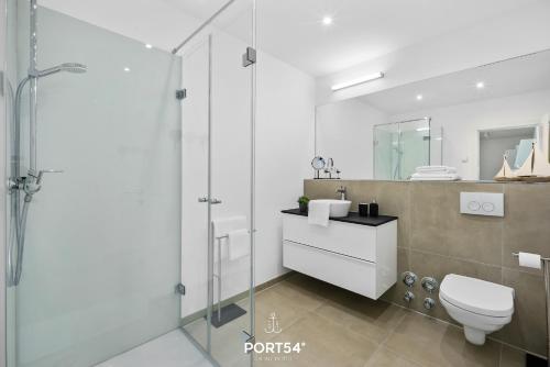 Ванная комната в Ferienwohnung Vogelsang, App 5 Emmelsbüll