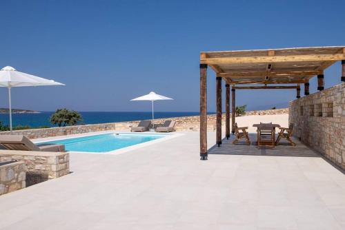 a villa with a swimming pool and a patio at Villa Alkinoi in Kampos Paros
