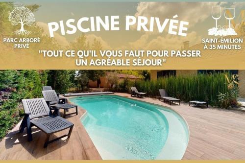Charmante maison avec parc arboré & piscine au sel