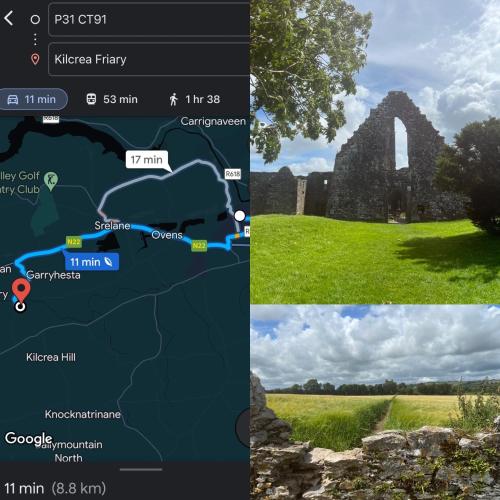 a screenshot of theitcher app with a map and a photo of a ruin at Fernway Residence entire property in Cork