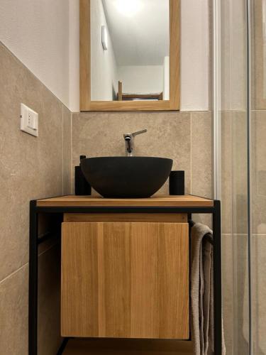 a bathroom with a sink and a mirror at Perla Dolomiti Falt in Falcade