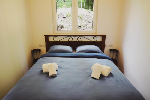 sypialnia z łóżkiem z 2 poduszkami w obiekcie Wild Side w mieście Mollia