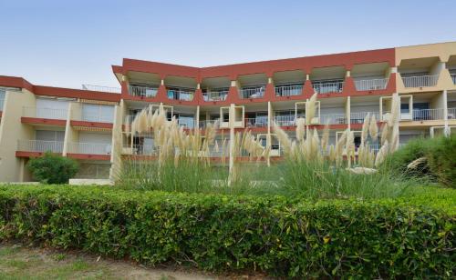 an apartment building with a garden in front of it at Résidence de Tourisme l'Albatros in Palavas-les-Flots